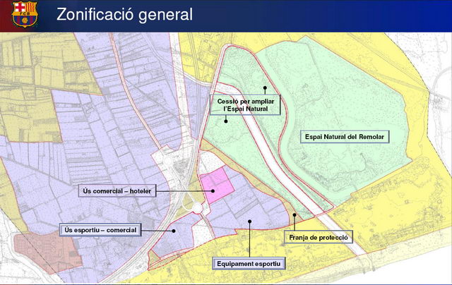 Zonificaci�n del projecto del Bar�a Parc al litoral de Viladecans, al lado de Gav� Mar